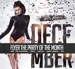 女性派对传单模板：Flyer The Party of the Month